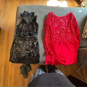 Elegant Black Sequin Dress and red sequin Dress - DANCE